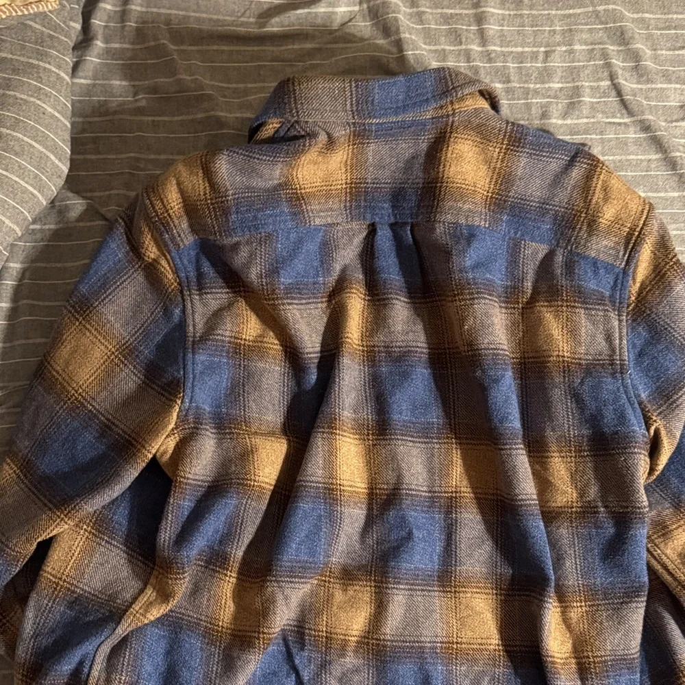 L.L. Bean Signature Blue and Brown Plaid Shirt - Picture 3 of 3